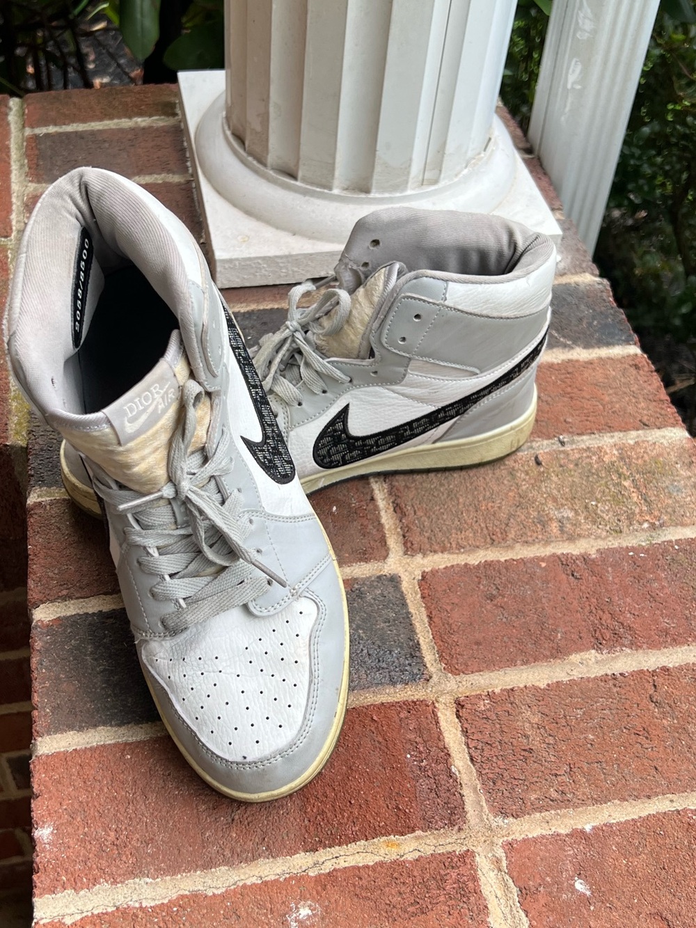 Jordan High-Top Sneakers in Light Gray with Black Swoosh